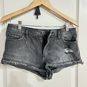 Armani Exchange Gray Jean Shorts Distressed Frayed Hem
